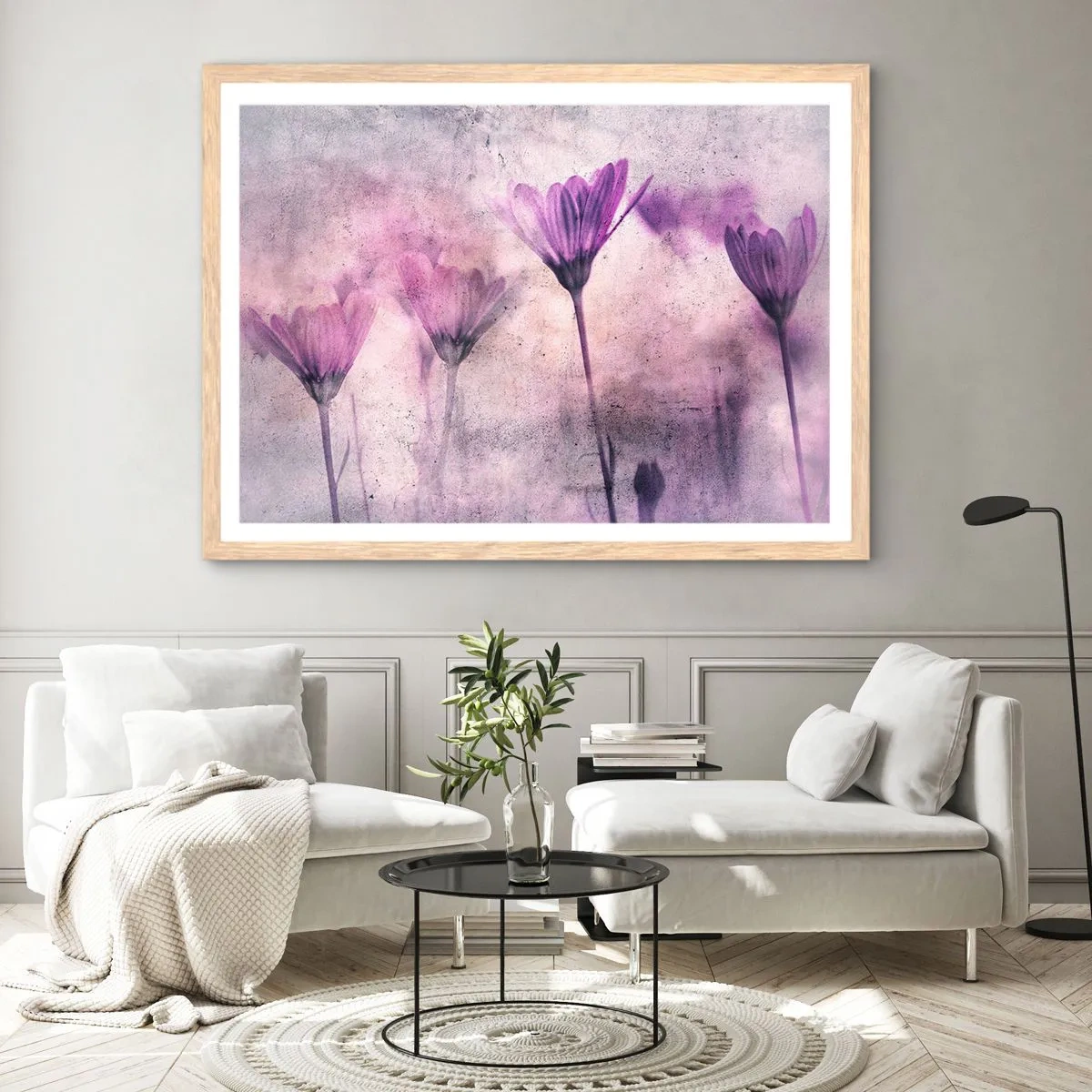 Poster in light oak frame - Dream of Flowers - 91x61 cm