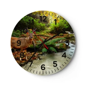 Wall clock - Clock on glass - Wlecome to my World - 30x30 cm