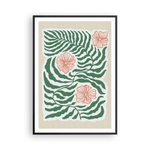 Poster in black frame - Blossoming in Green - 70x100 cm