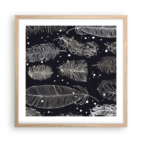 Poster in light oak frame - Feathery Lace - 50x50 cm
