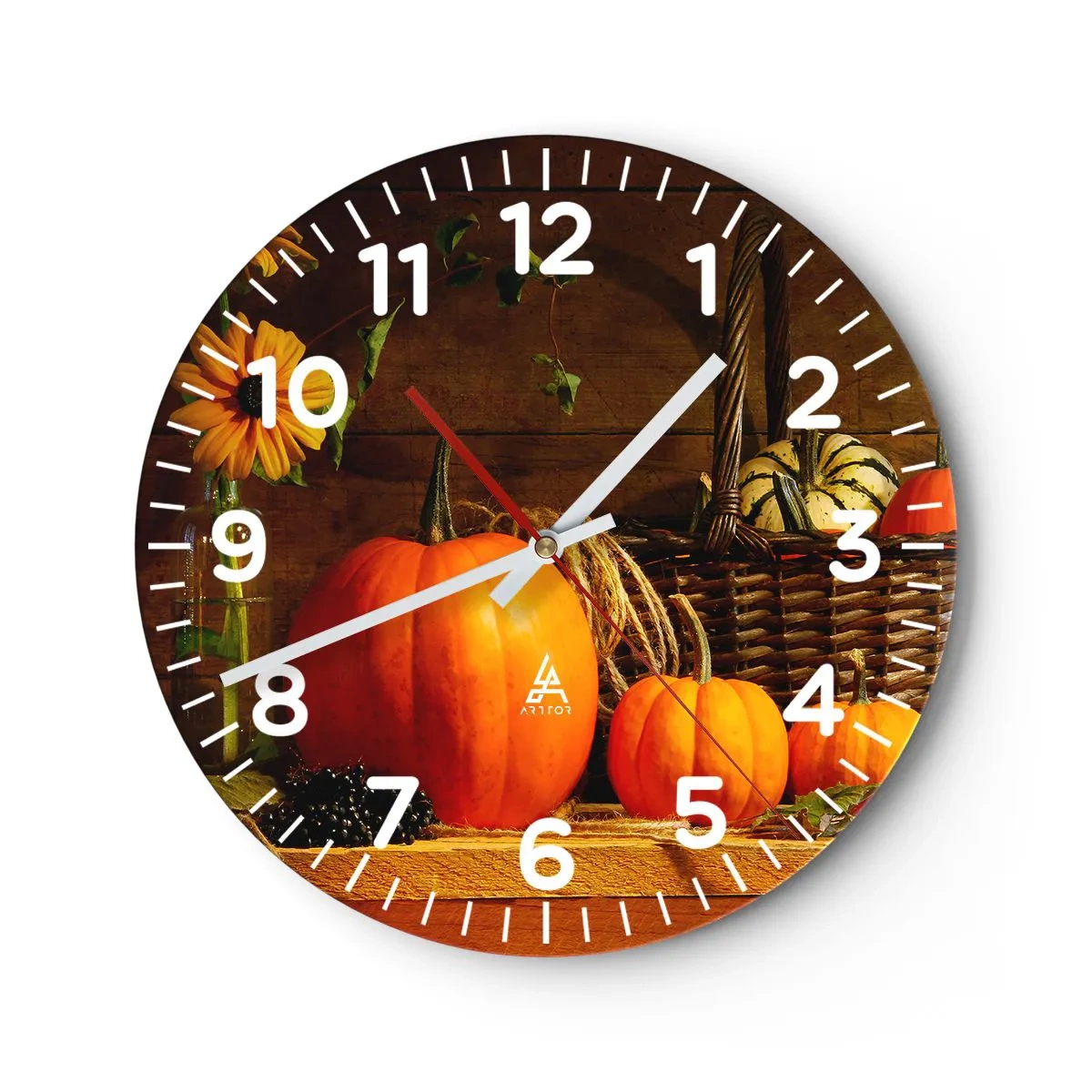 Wall clock - Clock on glass - Rustic Composition - Fruit of Autumn - 30x30 cm