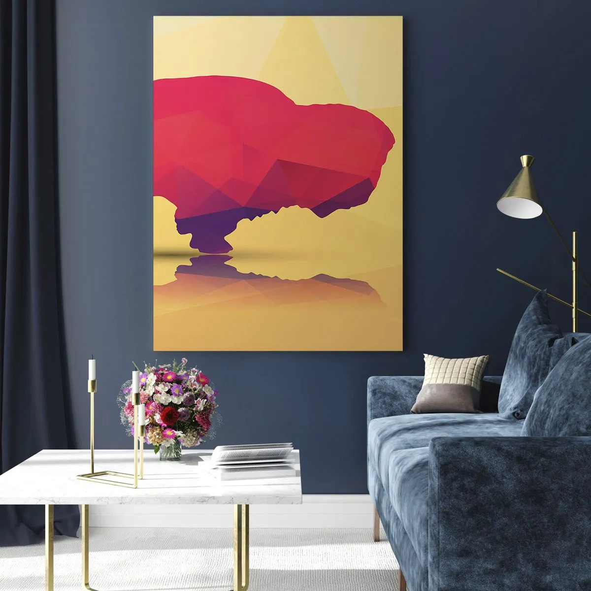 Glass picture - Amarantine Power of a Bison - 80x120 cm