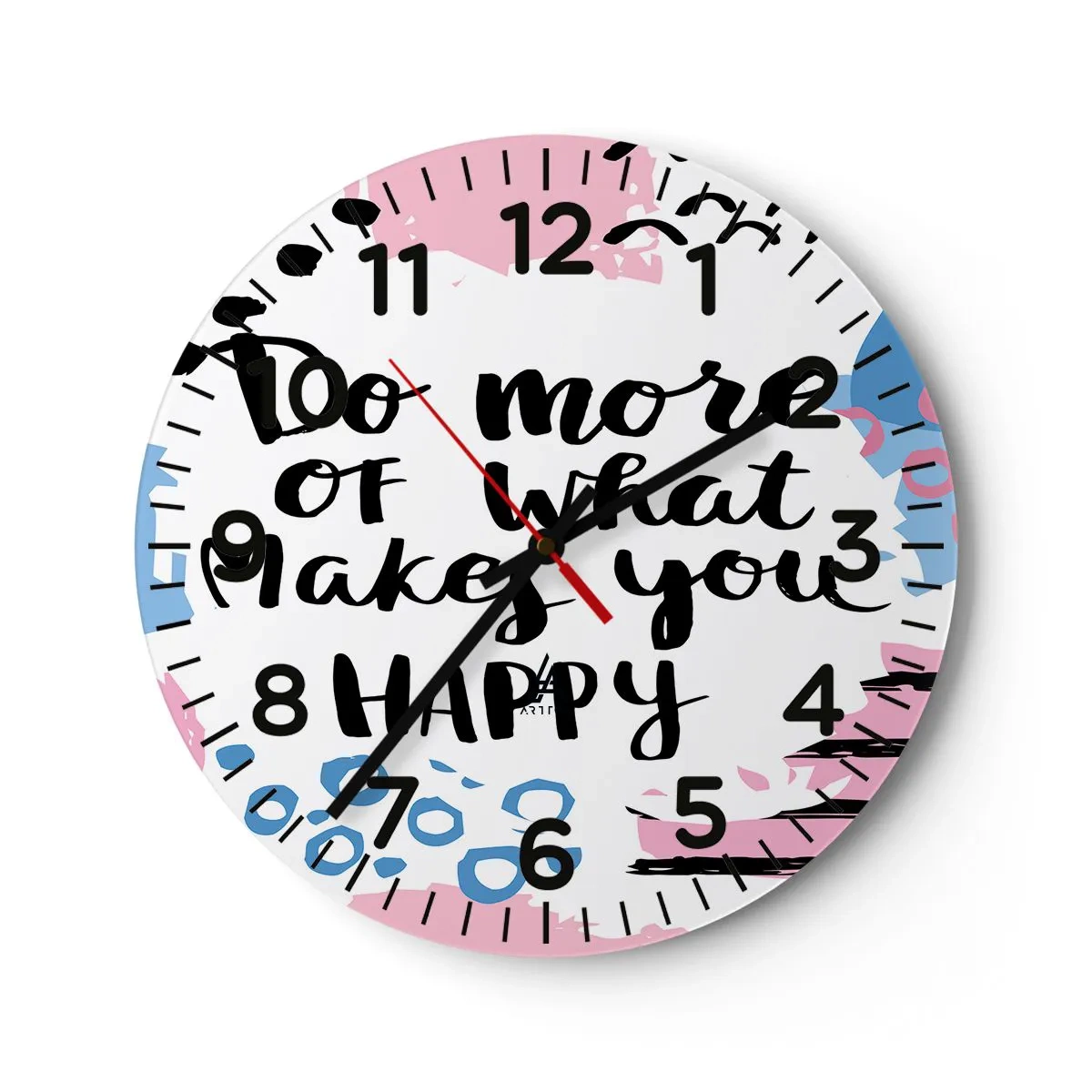 Wall clock - Clock on glass - How To Be Happy - 40x40 cm