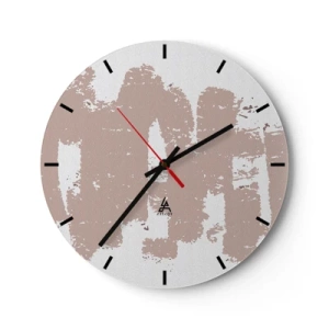 Wall clock - Clock on glass - Textural abstraction in shades of powder pink - 30x30cm - Abstract in Delicate Pink - Modern wall decoration for the living room, kitchen, and bedroom ARTTOR