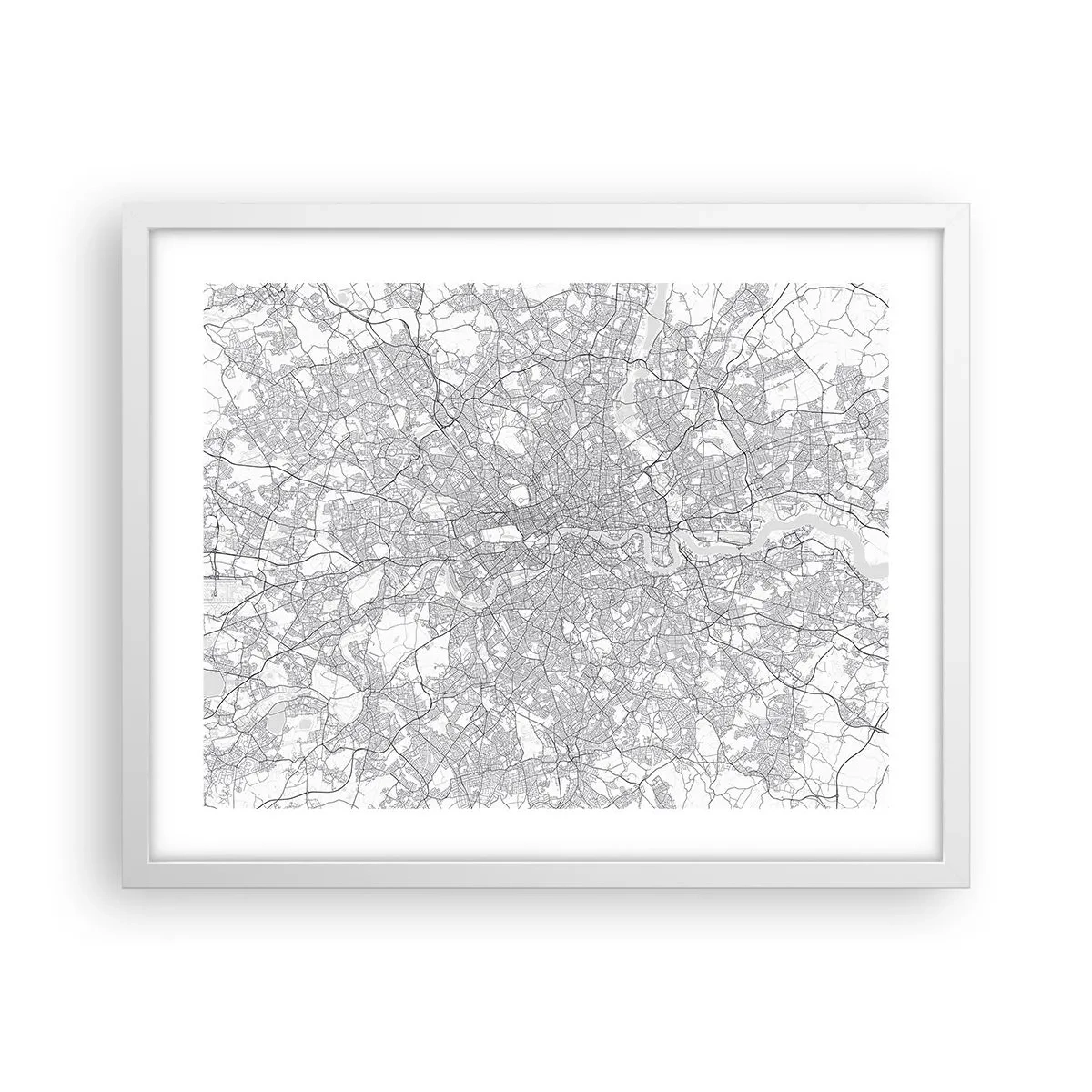 Poster in white frmae - Map of London Maze - 50x40 cm