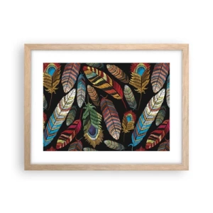 Poster in light oak frame - Bird Carnival - 40x30 cm