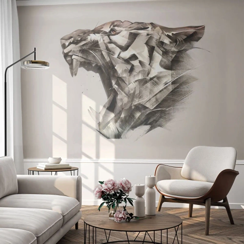 Photo Wallpaper Premium Sand - You Know Who Is in Charge - Abstraction, Tiger, Animals - 250x175 cm