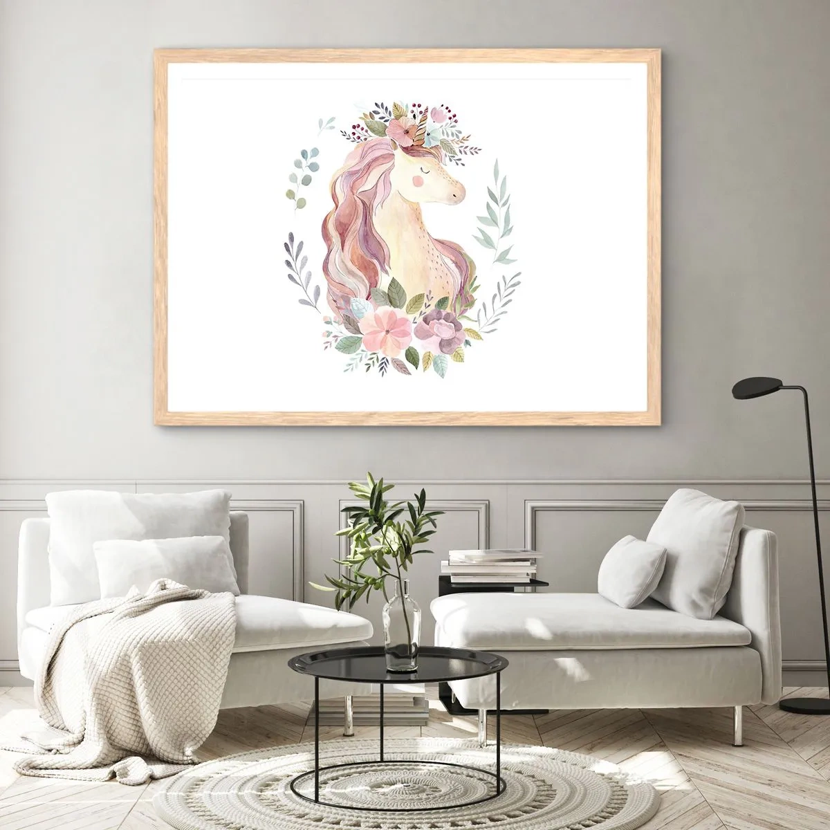 Poster in light oak frame - Invitation to the Fairytale World - 91x61 cm