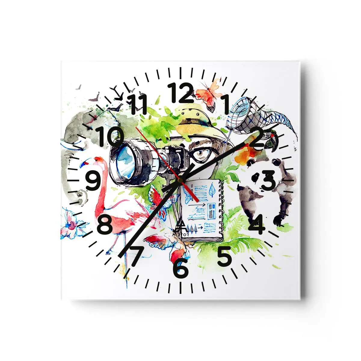Wall clock - Clock on glass - In Travelller's Lens - 40x40 cm