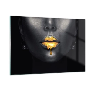 Glass picture - Golden Lips - 120x80 cm
