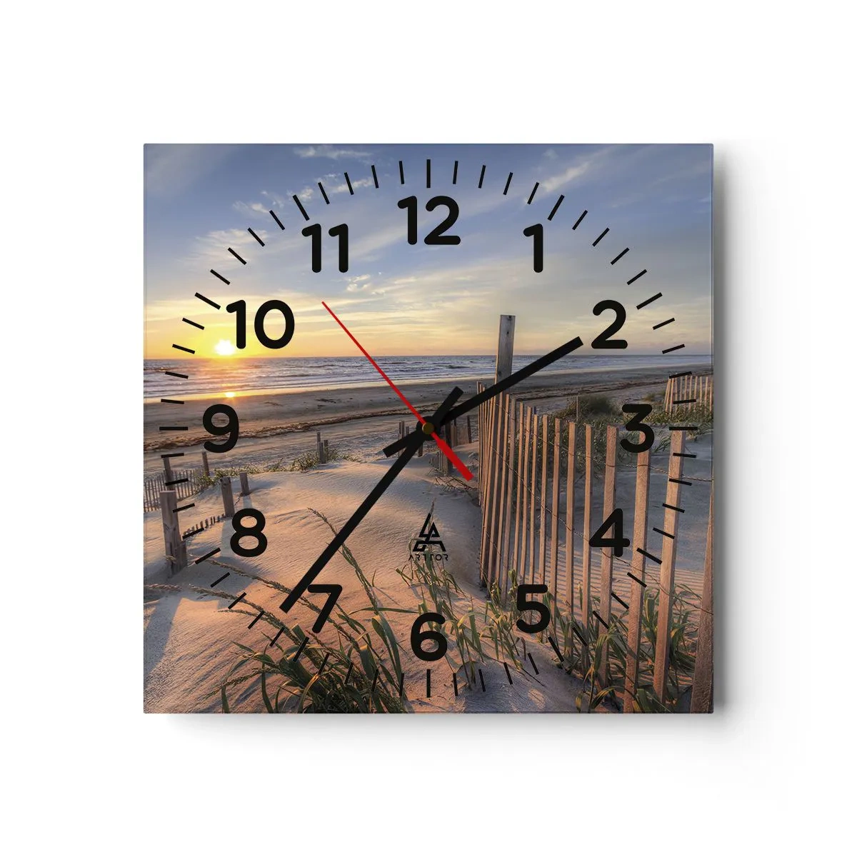 Wall clock - Clock on glass - Light and Shade of the Wind - 30x30 cm