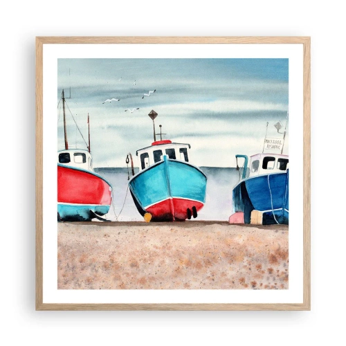 Poster in light oak frame - Ready for Fishing - 60x60 cm