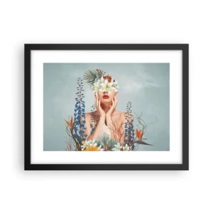 Poster in black frame - Woman – Flower - 40x30 cm