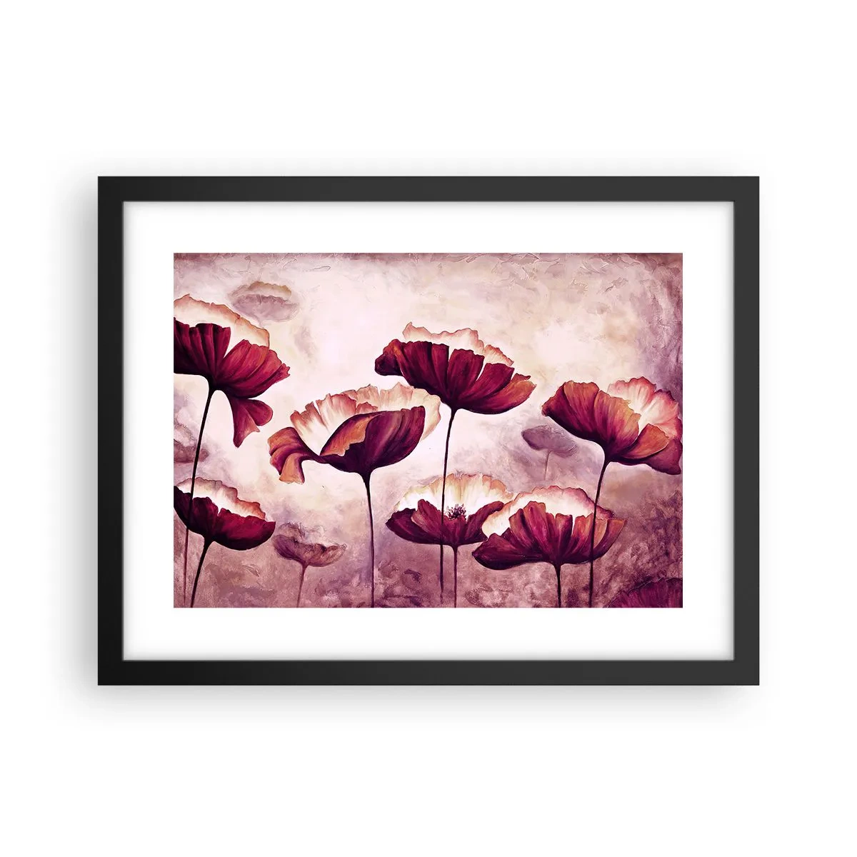 Poster in black frame - Red and White Flake - 40x30 cm