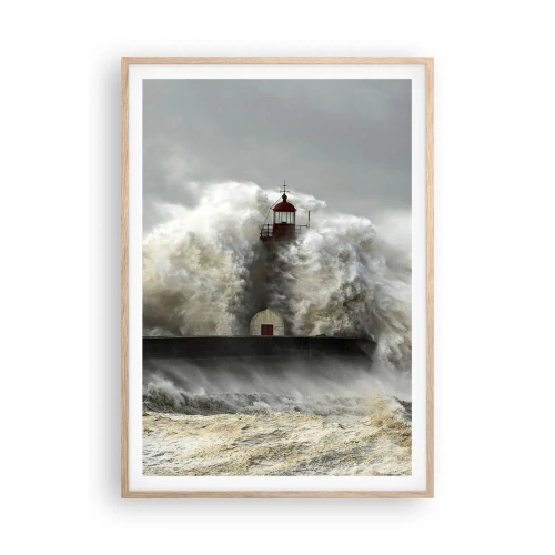 Poster in light oak frame - Rage of the Ocean - 70x100 cm
