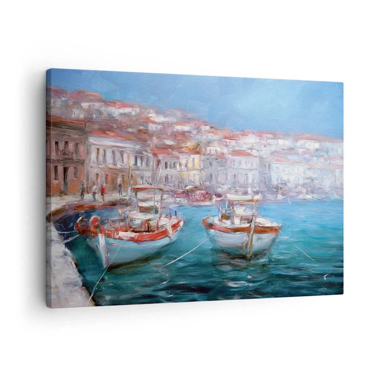 Canvas picture - Boats in a picturesque Italian bay - 70x50cm - Italian Bay - Modern wall decoration for the living room and bedroom ARTTOR