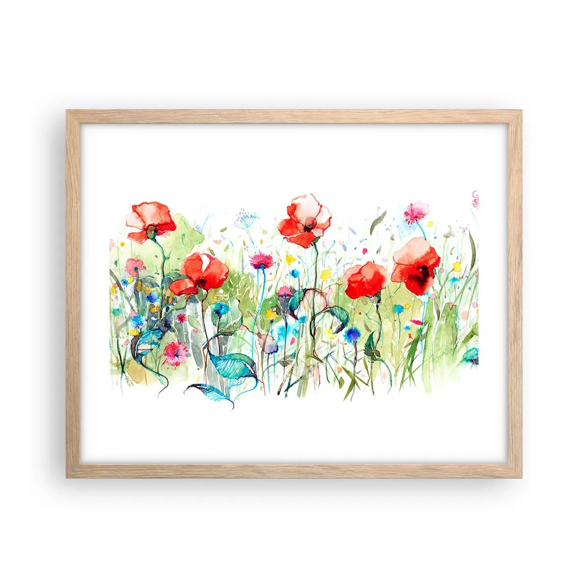 Poster in light oak frame - Meadow in May - 50x40 cm