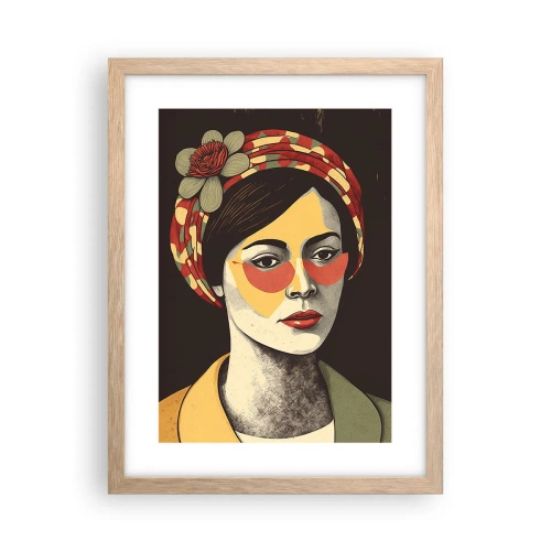 Poster in light oak frame - Coral Lady - 30x40 cm