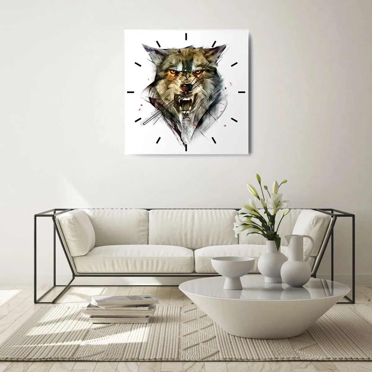 Wall clock - Clock on glass - Stand Back! - 40x40 cm