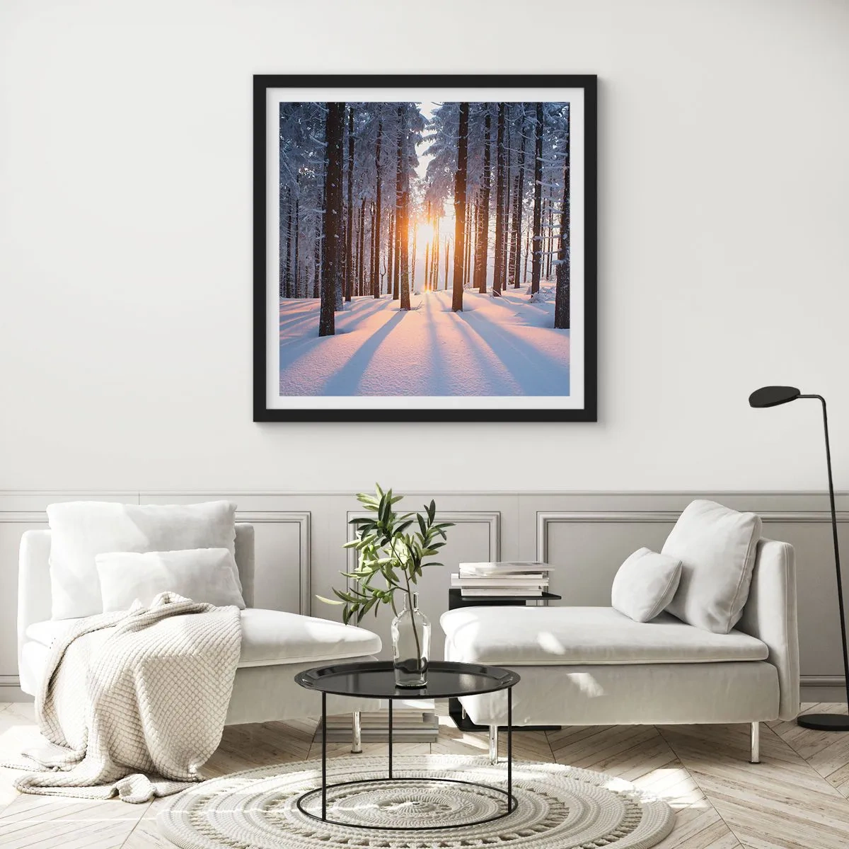 Poster in black frame - Clearly Black on White - 40x40 cm