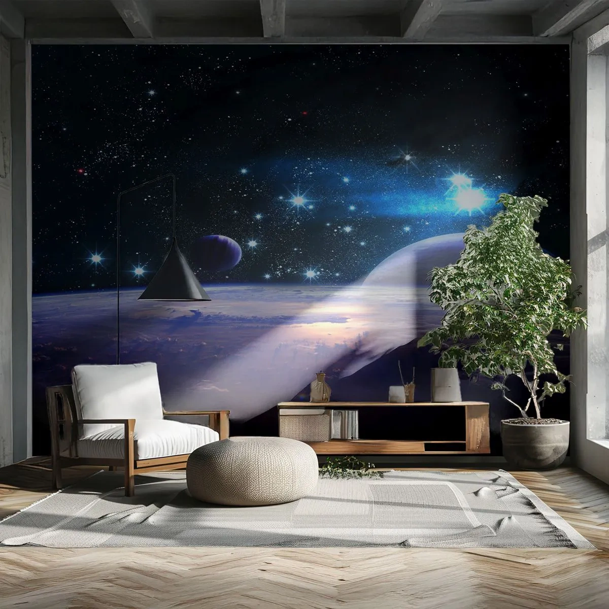 Photo Wallpaper Premium Canvas - Still Alone? - Cosmos, Planet Earth, Universe - 150x105 cm