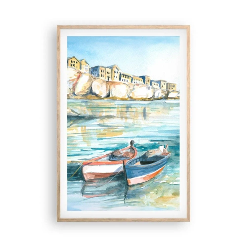 Poster in light oak frame - Landscape in Azure - 61x91 cm