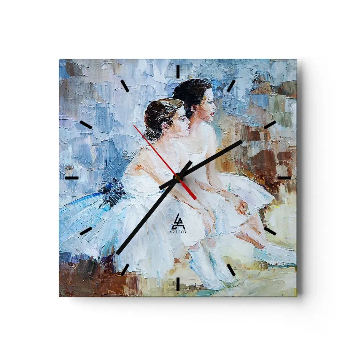 Wall clock - Clock on glass - Young Swans Resting - 40x40 cm