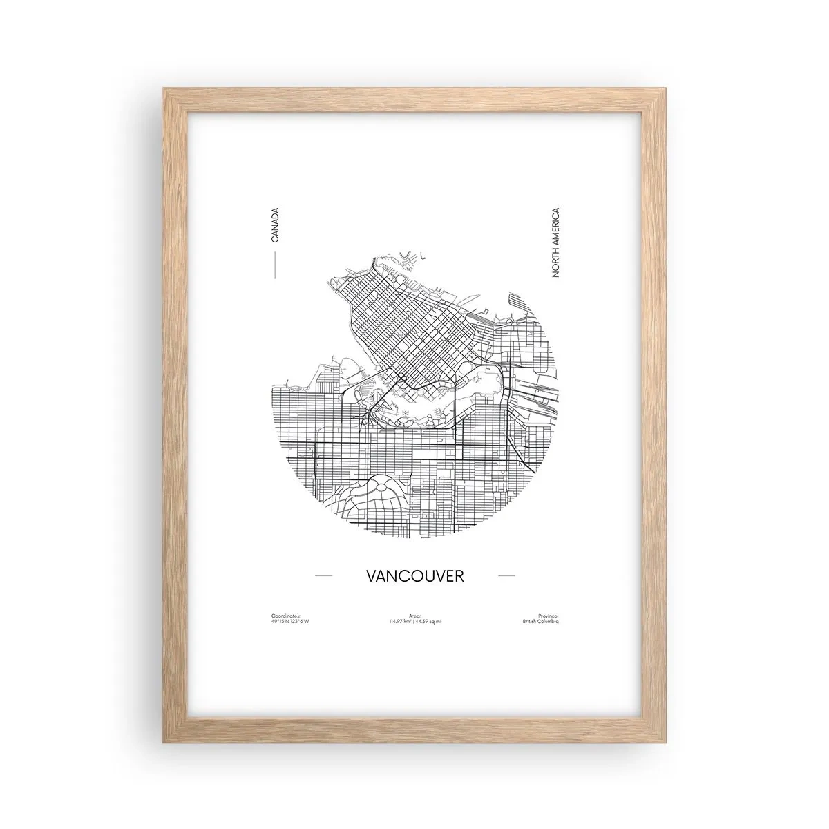 Poster in light oak frame - Anatomy of Vancouver - 30x40 cm