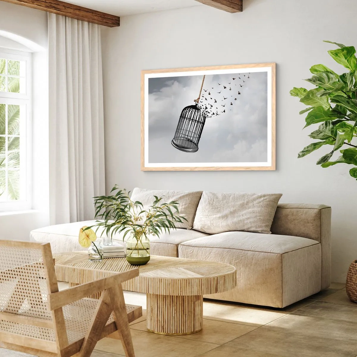 Poster in light oak frame - Faith…Hope…Freedom! - 100x70 cm