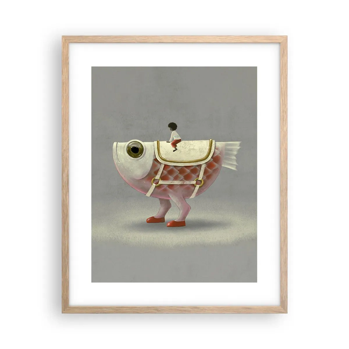 Poster in light oak frame - Fish Jockey - 40x50 cm