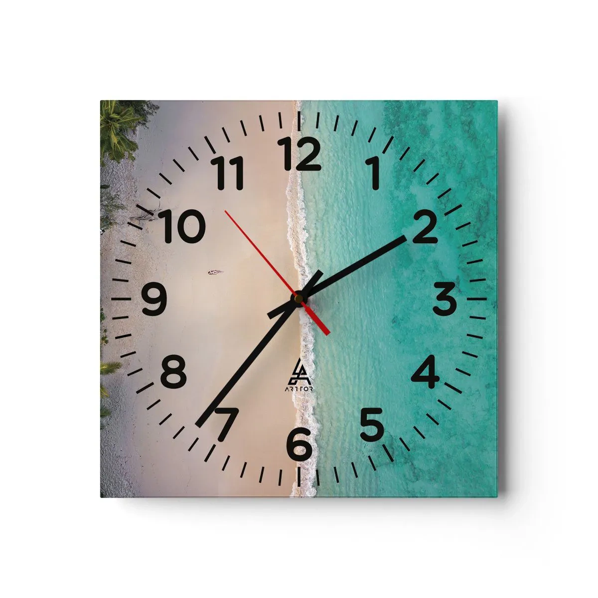Wall clock - Clock on glass - Paradise Beach - 40x40 cm