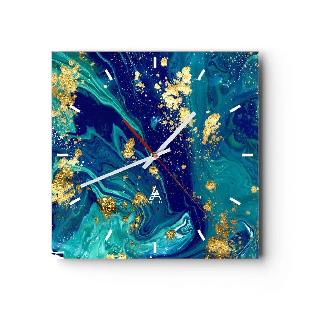 Wall clock - Clock on glass - Sun Flakes - 40x40 cm
