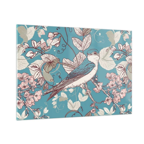 Glass picture - In the Whitewood Chirps and Silvery - 100x70 cm