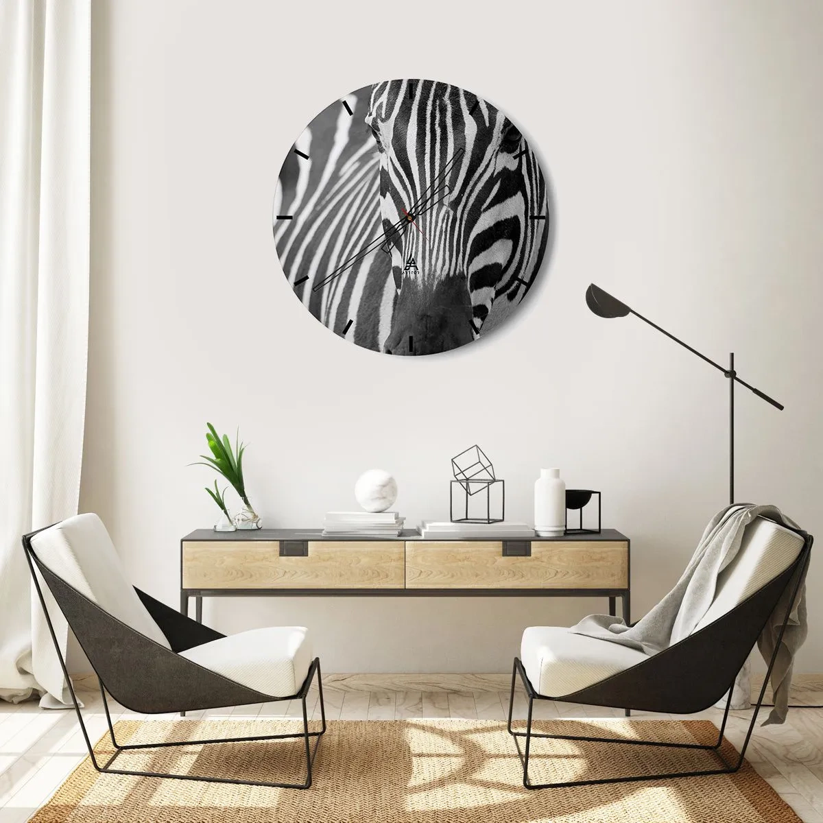 Wall clock - Clock on glass - World Is Black and White - 30x30 cm
