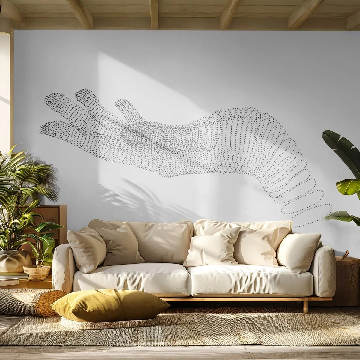 Photo Wallpaper Premium Sand - Springy Palm - Abstraction, Graphics, Hand - 100x70 cm