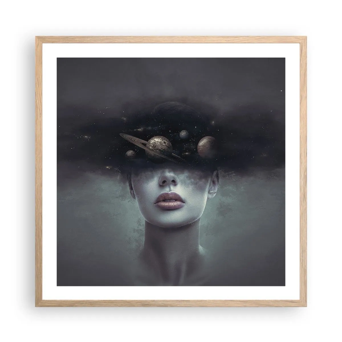 Poster in light oak frame - And Planets are Revolving… - 60x60 cm
