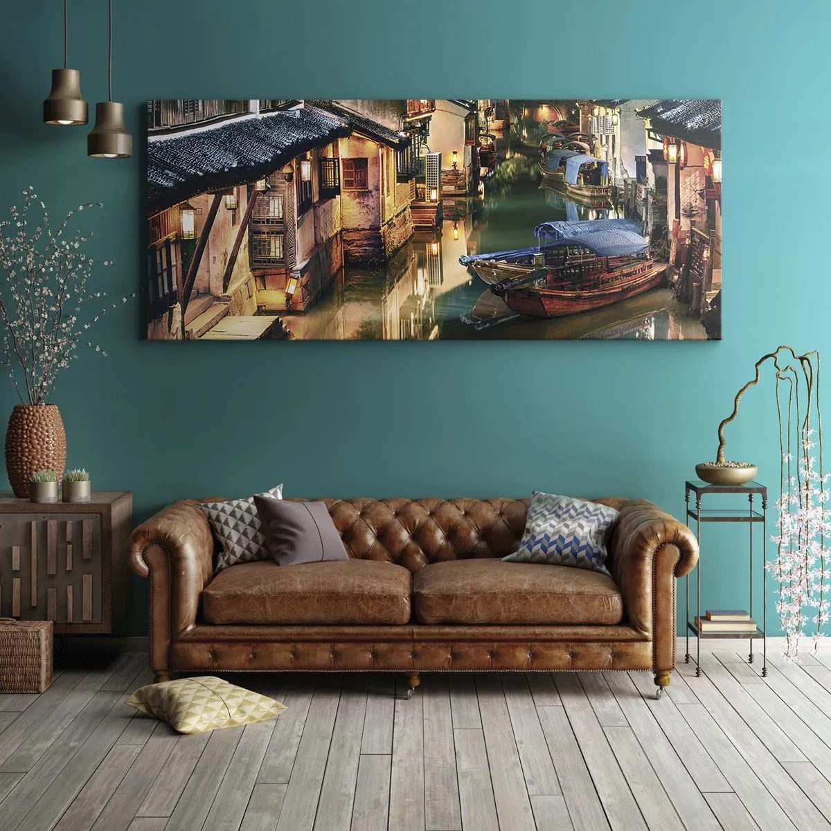 Canvas picture - Evening on a Chinese Street - 140x50 cm