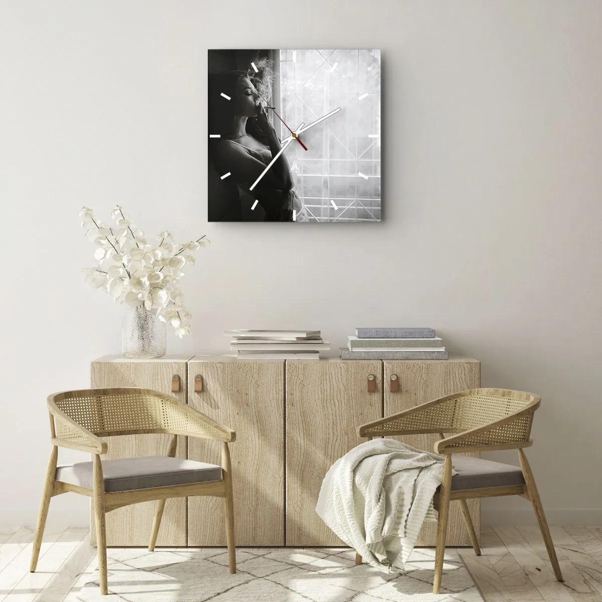 Wall clock - Clock on glass - Sensual Moment - 40x40 cm