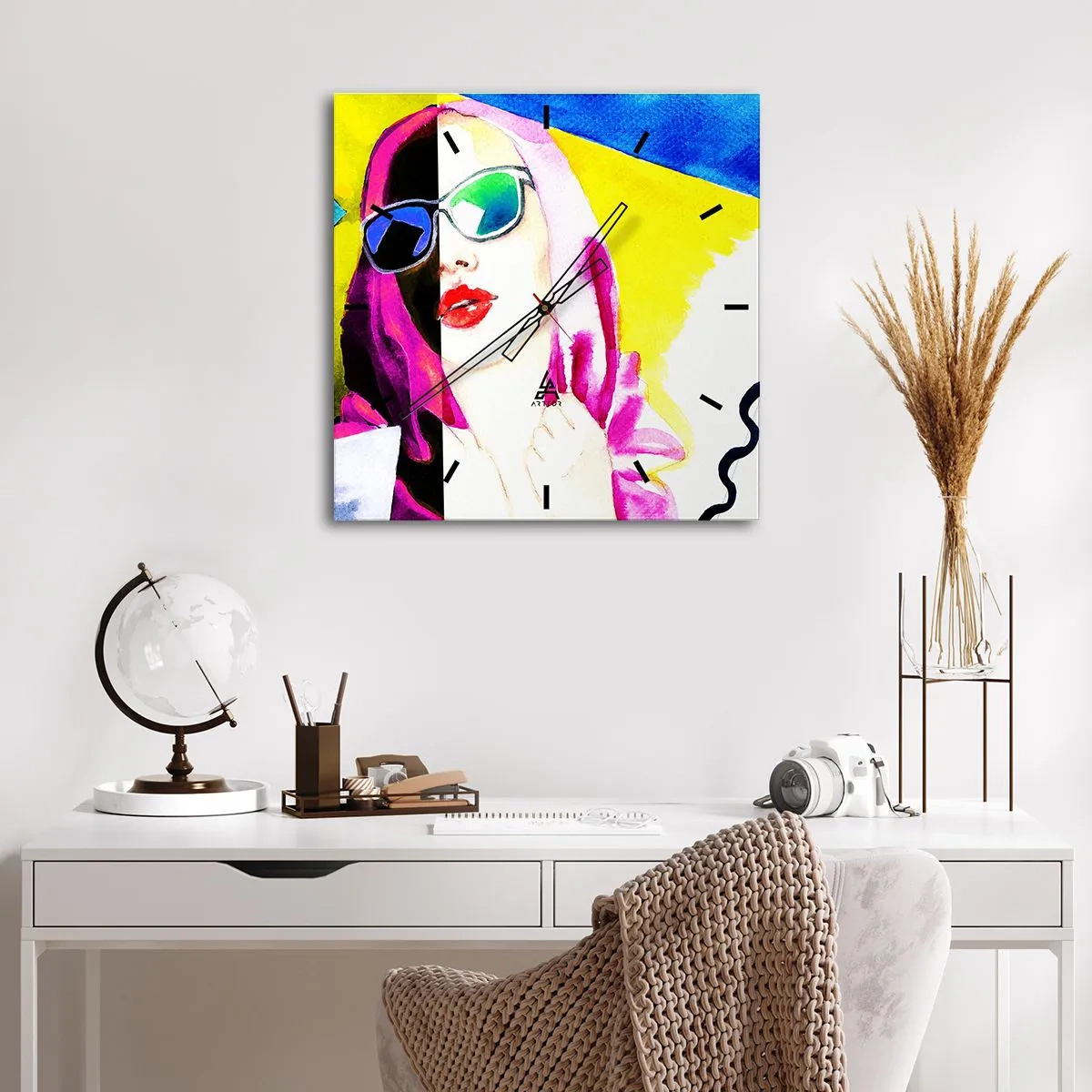 Wall clock - Clock on glass - I Am not White I Am not Black - 30x30 cm