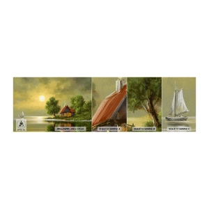 Photo Wallpaper Sample Premium Sand - Pretty As a Picture - Landscape, Country cottage, Sailboat - 100x30 cm