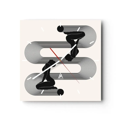 Wall clock - Clock on glass - Sensual Symmetry - 30x30 cm