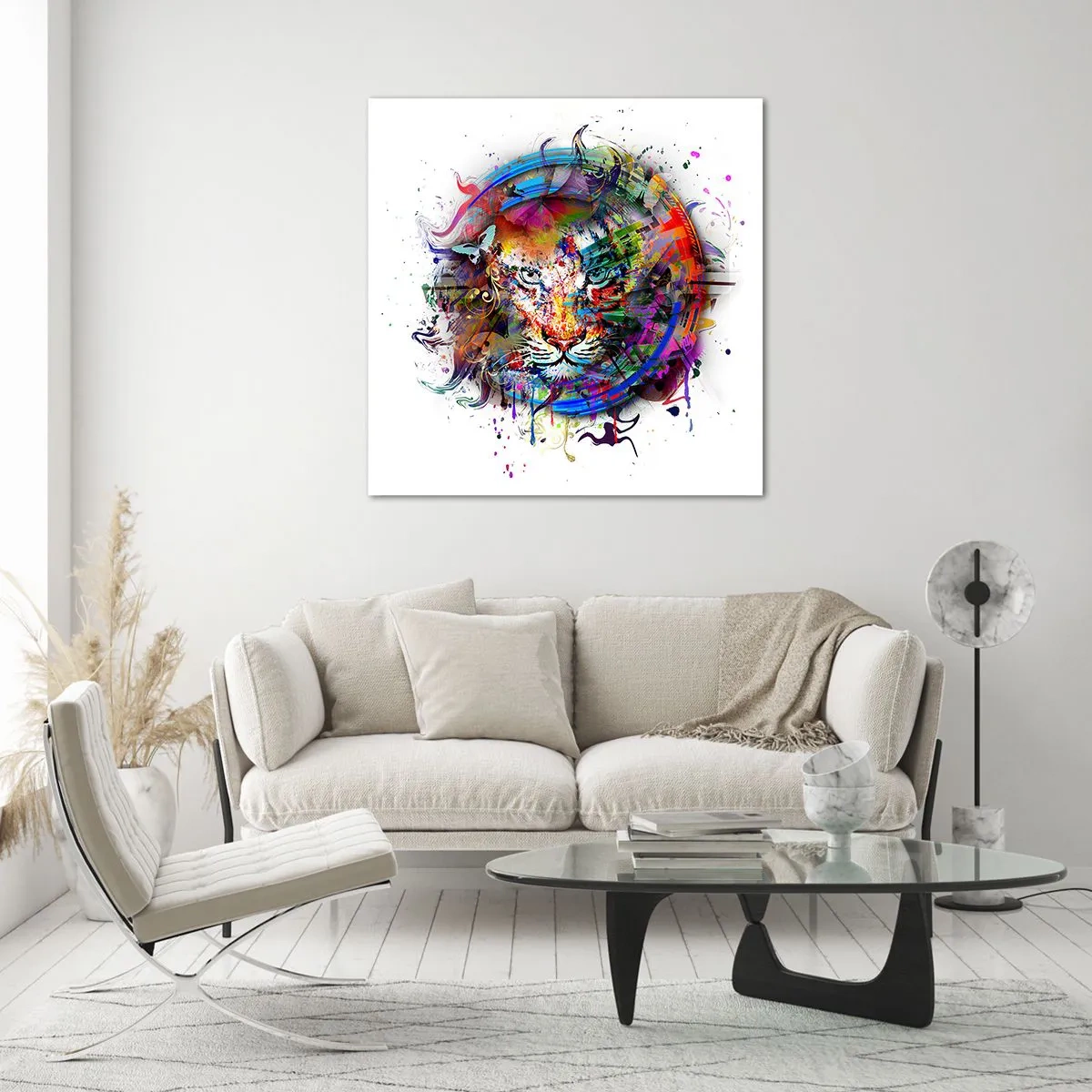 Glass picture - Behind Rainbow Curtain - 60x60 cm