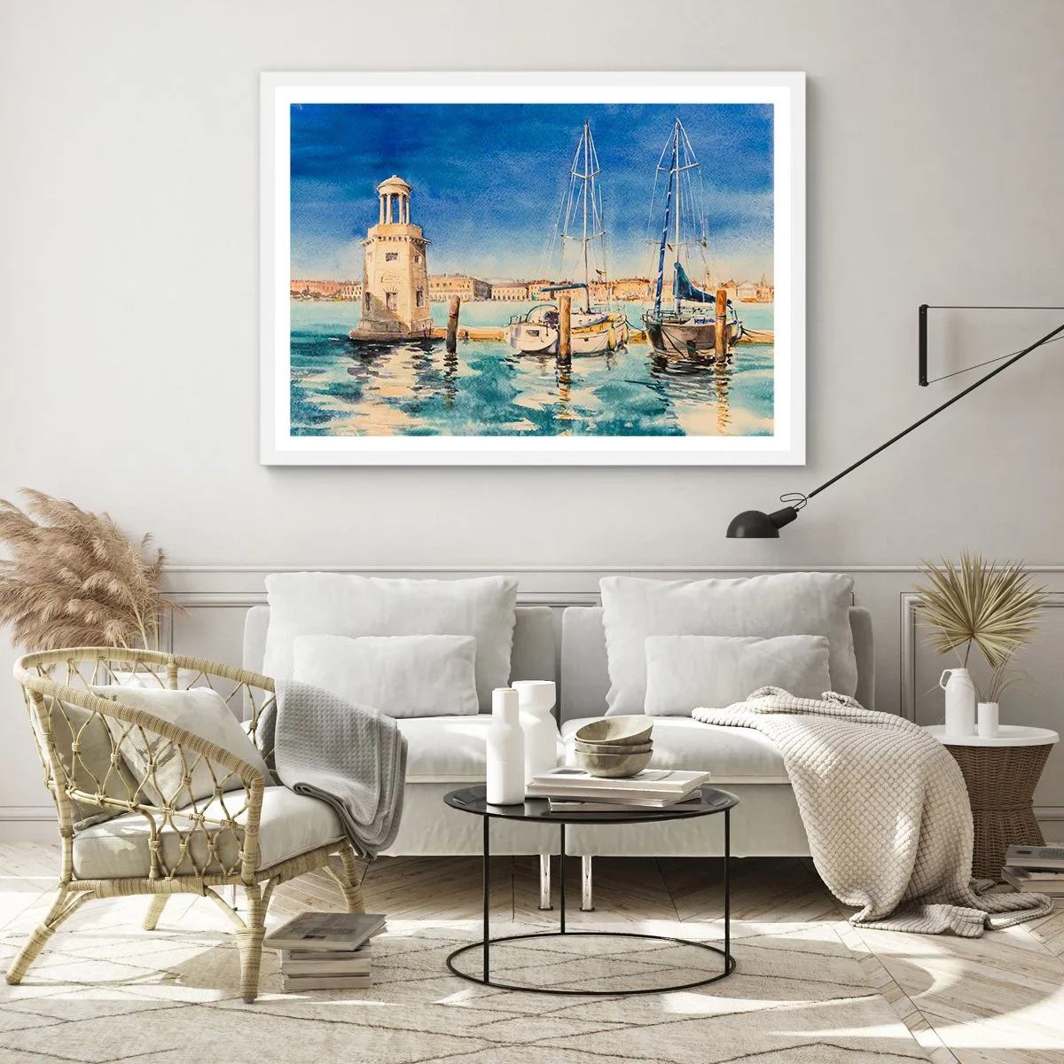 Poster in white frmae - Sunny Lagoon - 91x61 cm