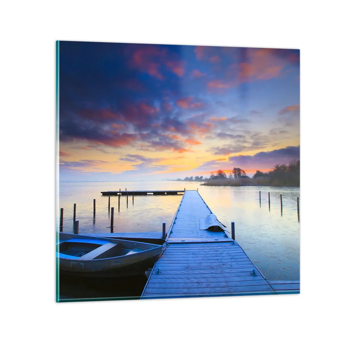 Glass picture - Purple-Golden Peace - 30x30 cm