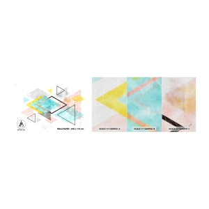 Photo Wallpaper Sample Premium Canvas - Geometric Play - Bright, Triangles, Minimalism - 100x30 cm