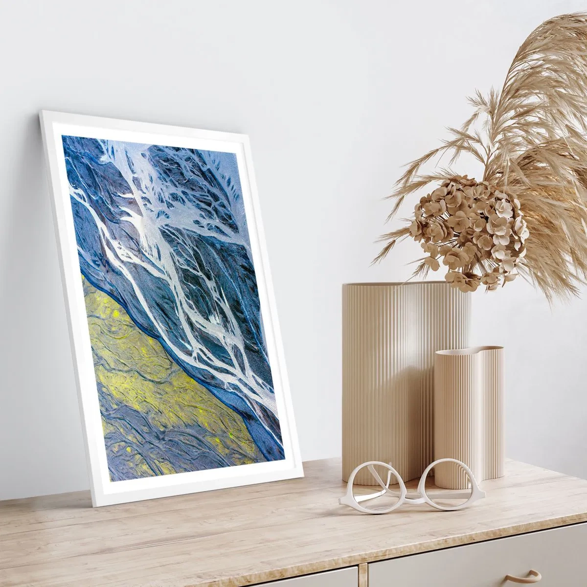 Poster in white frmae - Cave Paintings of Nature - 50x70 cm