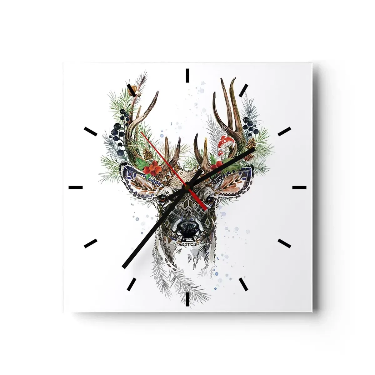 Wall clock - Clock on glass - In Christmas Attire - 30x30 cm