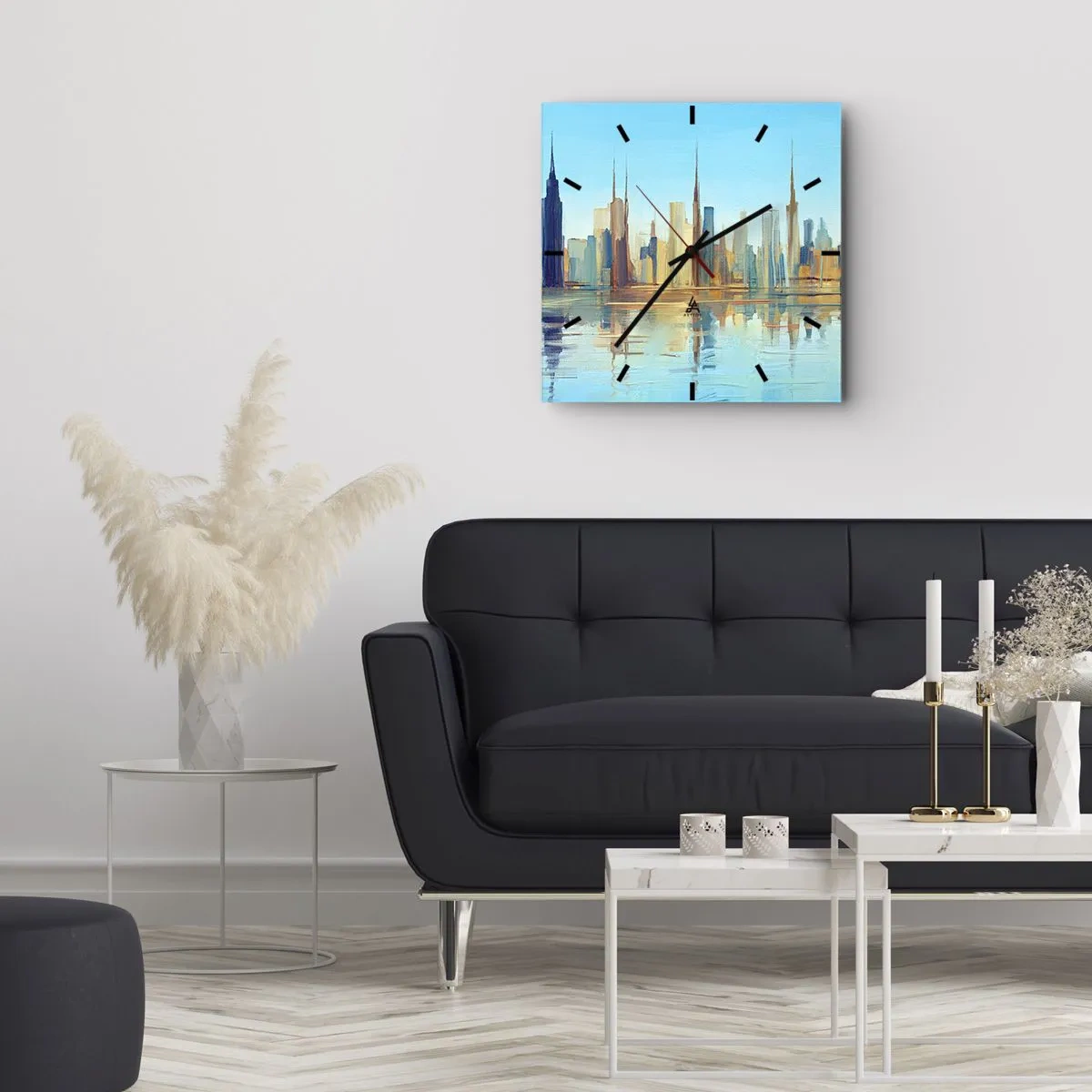 Wall clock - Clock on glass - Sunny Metropolis - 30x30 cm