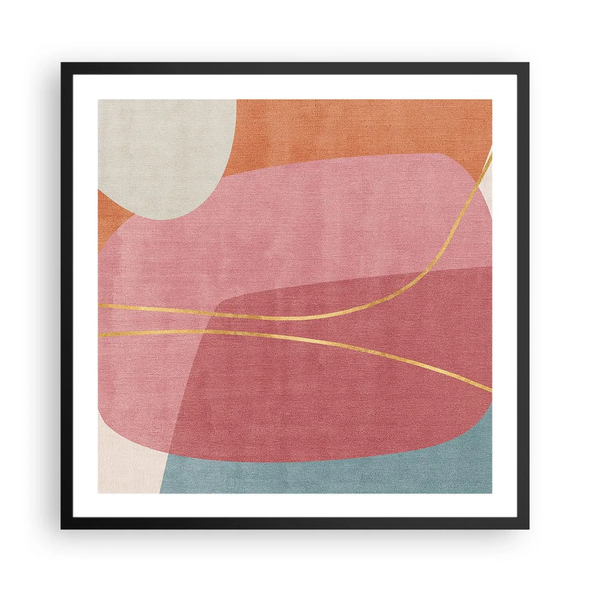 Poster in black frame - Pastel Composition with a Golden Note - 60x60 cm