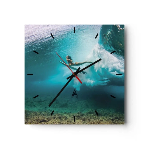 Wall clock - Clock on glass - Undewater World - 40x40 cm